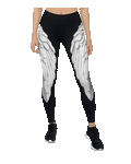 Black & White Winged Leggings — All-Over Print Athleisure & Festival Wear
