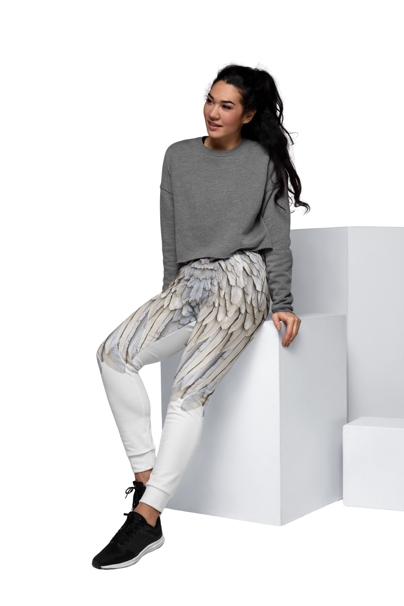 Half Leg Wings Print Women's Recycled Joggers — All-Over Print Festival Pants