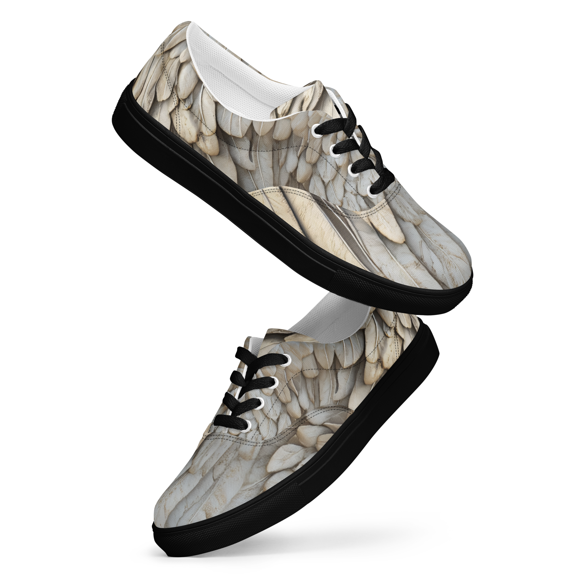 Wing Print Lace-Up Canvas Shoes