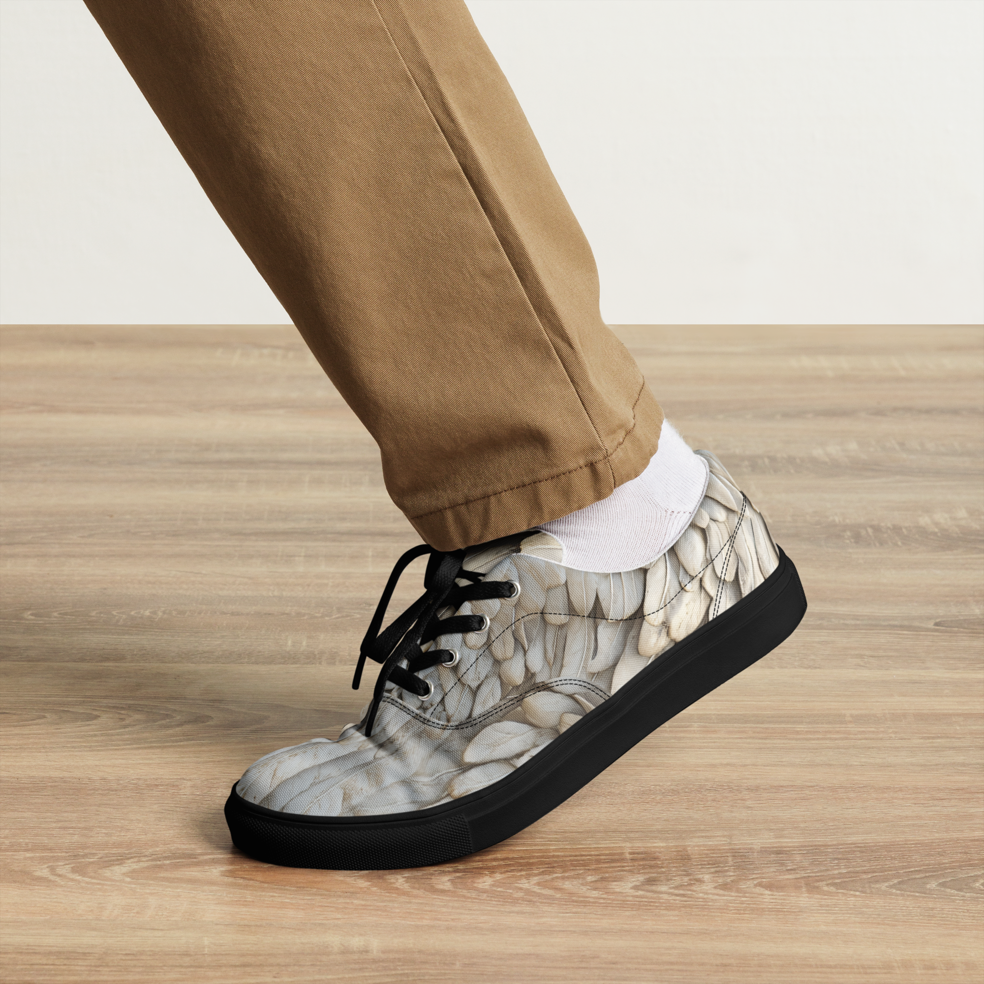 Wing Print Lace-Up Canvas Shoes