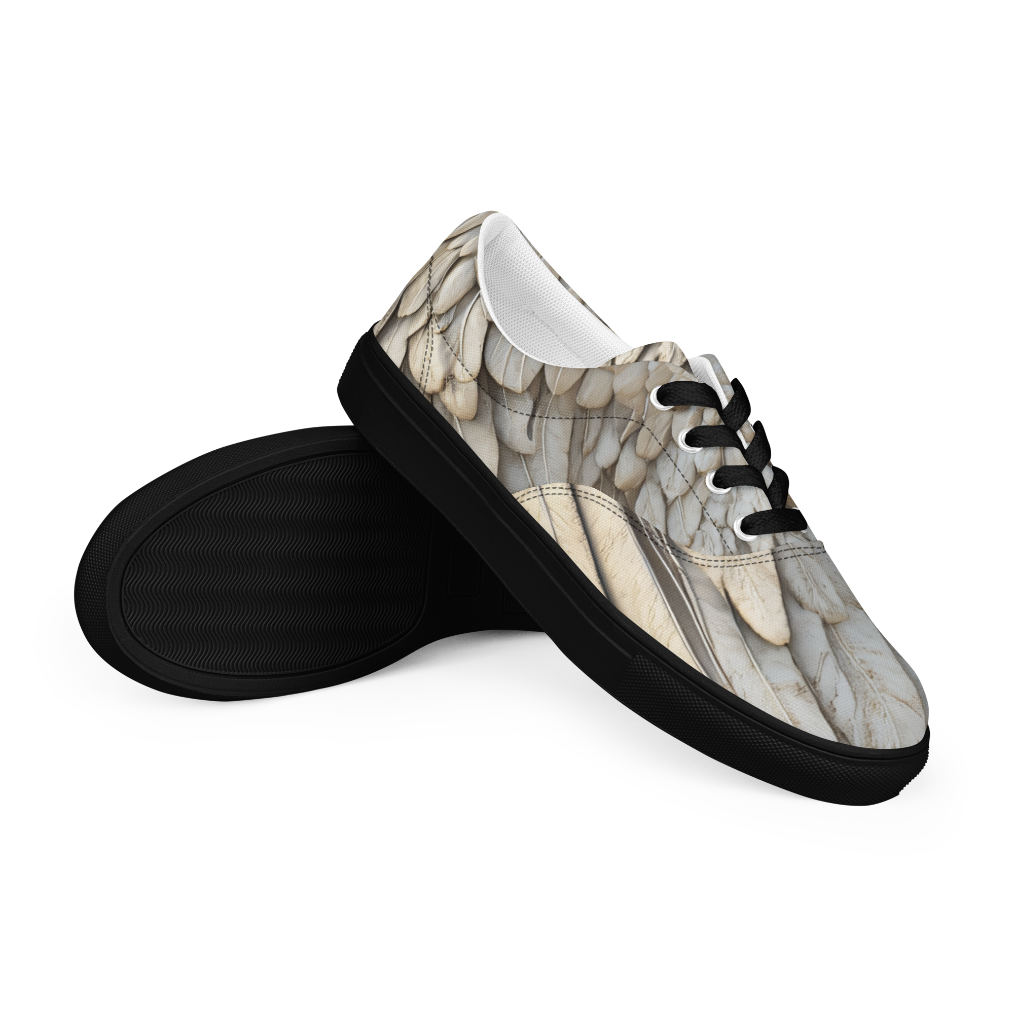 Wing Print Lace-Up Canvas Shoes