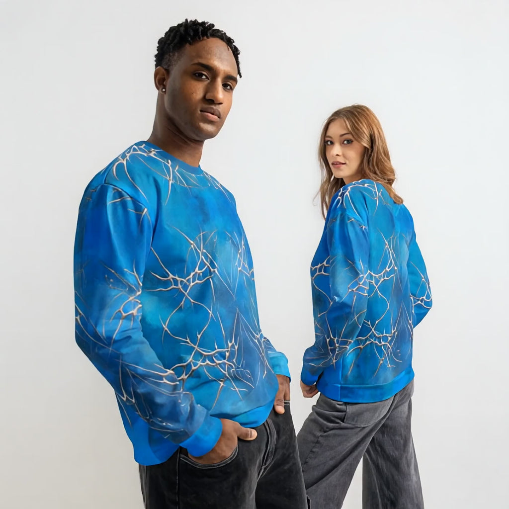 Blue Tie Dye Sweatshirt | Cotton Layering Piece | Unisex Streetwear
