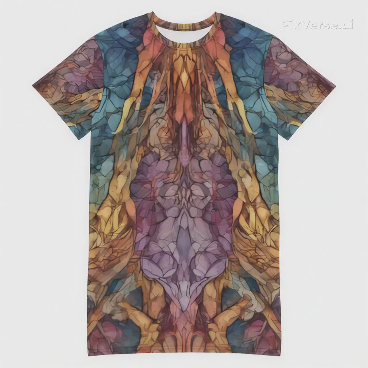 Rainbow Art Inspired Oversized T-Shirt Dress | All-Over Print | Women's Loose Fit