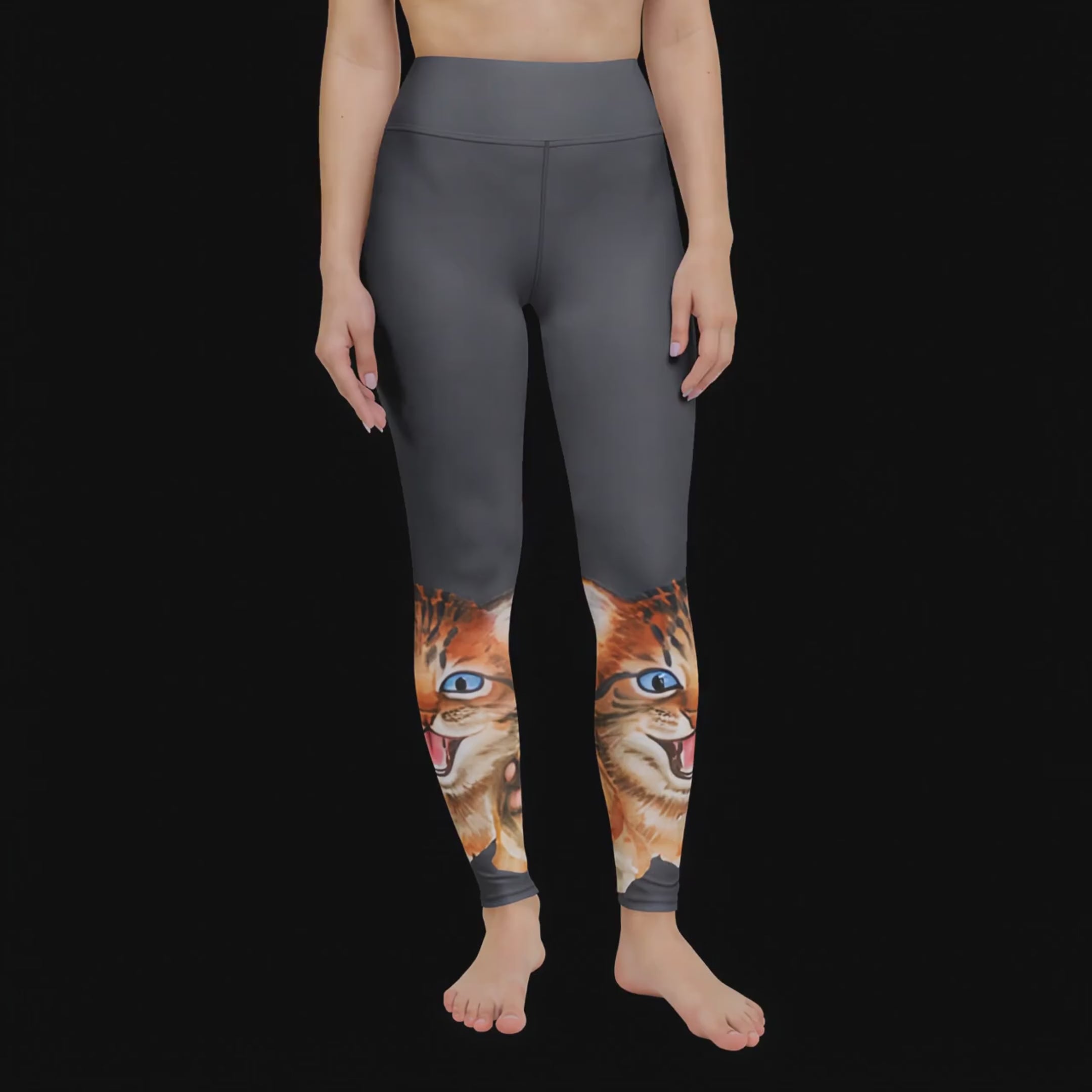 Grey Tiger Print Yoga Leggings | Seamless Vibrant Design | Four Way Stretch