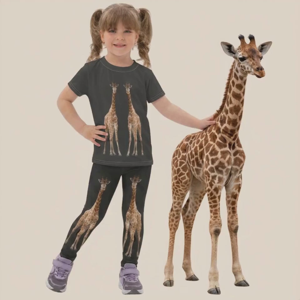 Giraffe Print Kids Matching Set | Leggings & Top