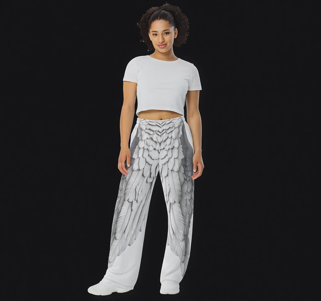 Wings Print Unisex Wide-Leg Pants — All-Over Print Festival & Streetwear
