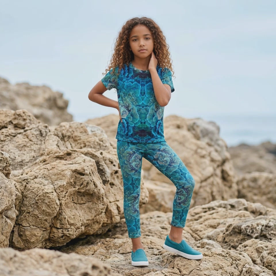 Coral Reef Print Kids Matching Set | Leggings + T-Shirt | All-Over Print