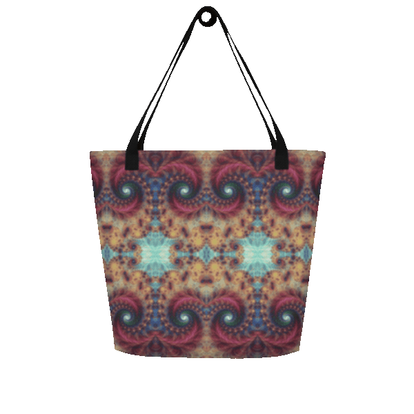 Fractals Kaleidoscope Large Tote Bag – All-Over Print