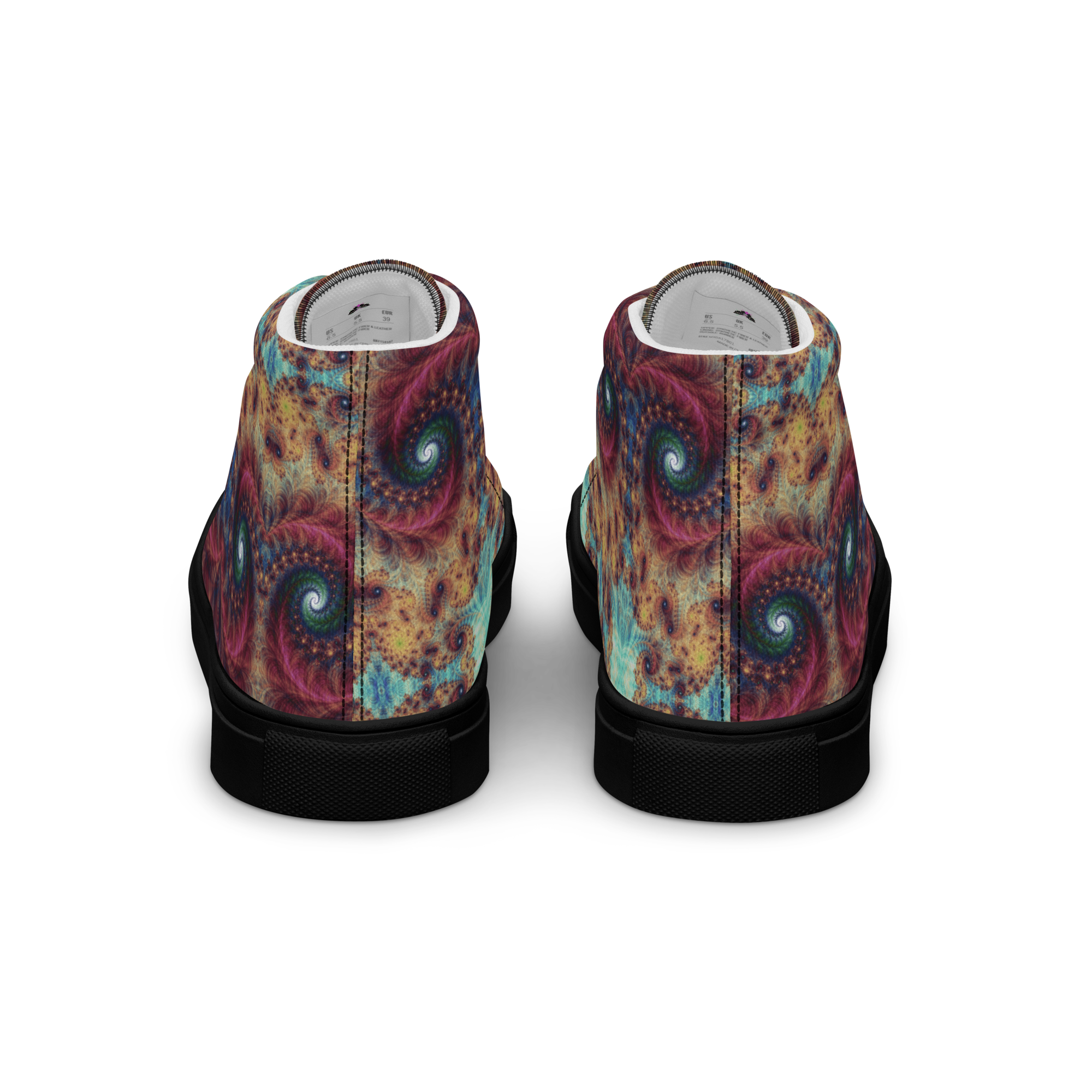 Trippy Fractals Print Women's High Top Canvas Shoes