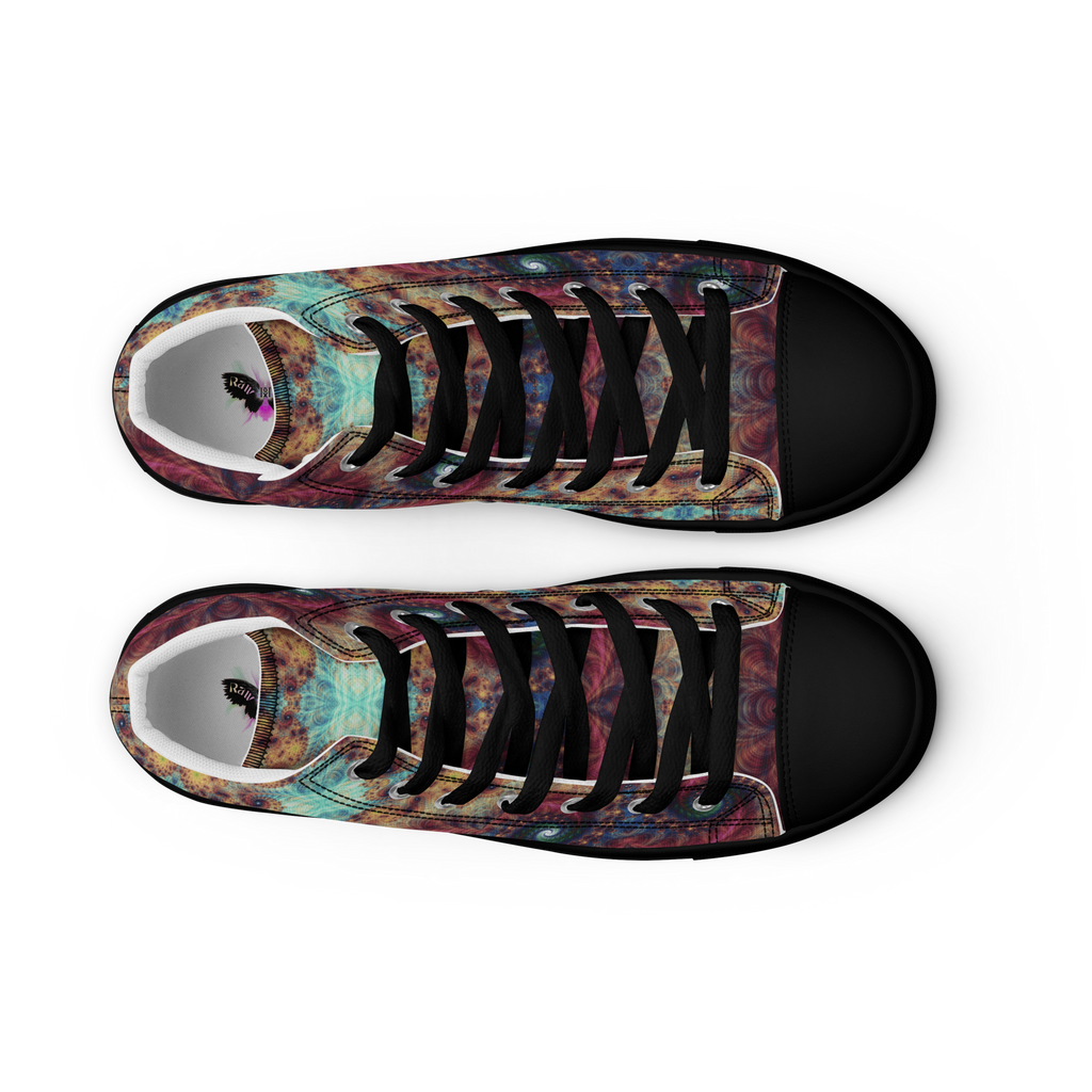 Trippy Fractals Print Women's High Top Canvas Shoes
