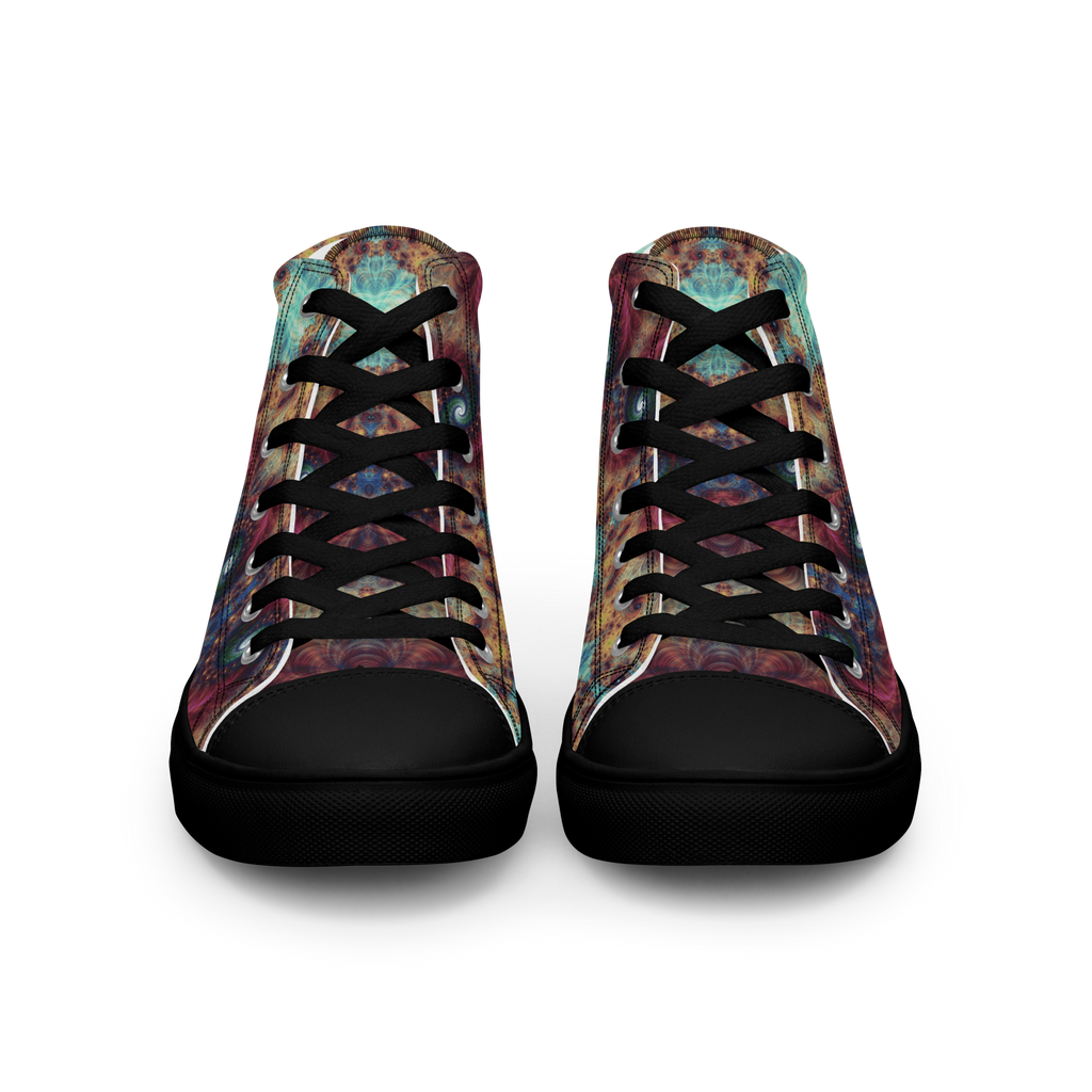 Trippy Fractals Print Women's High Top Canvas Shoes
