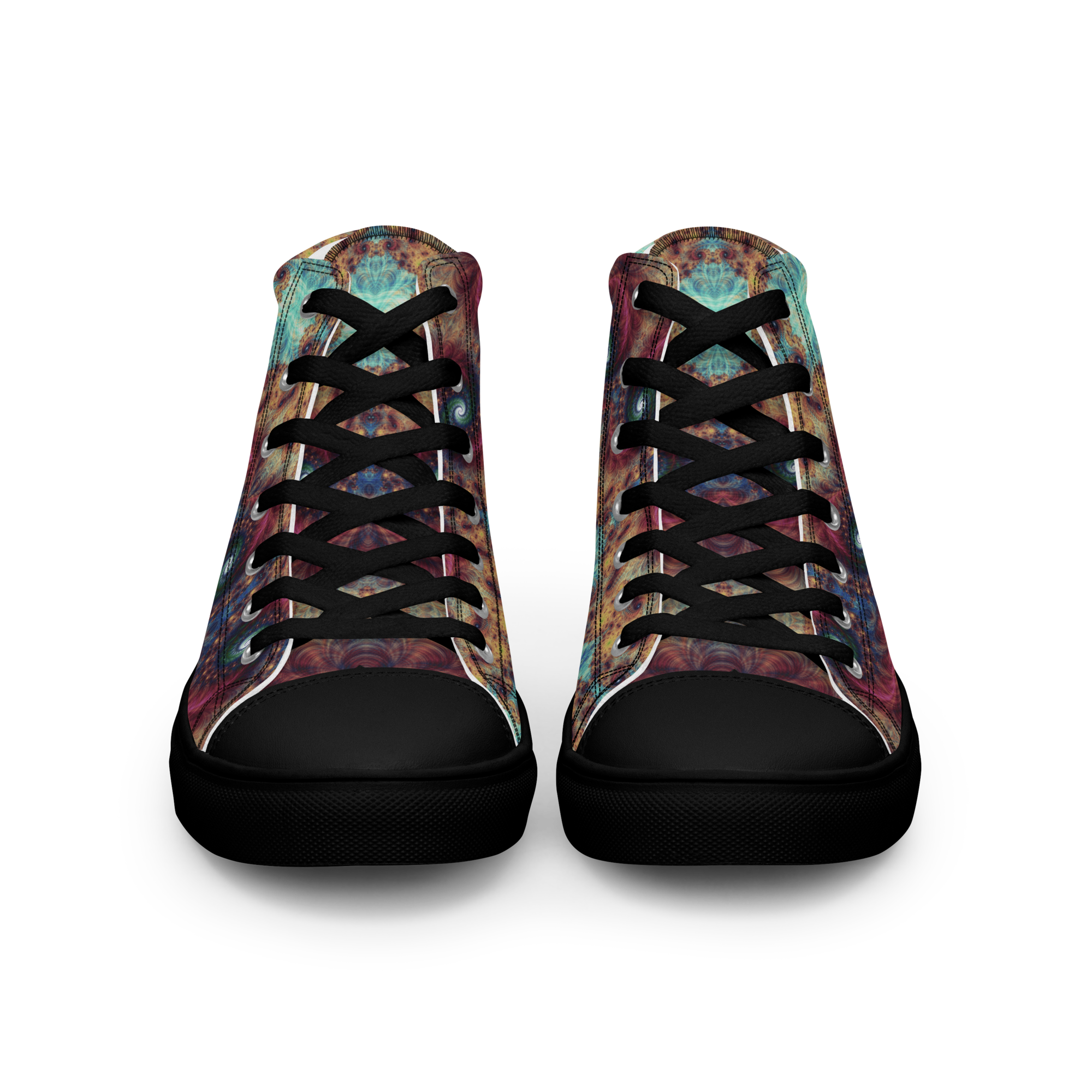 Trippy Fractals Print Women's High Top Canvas Shoes