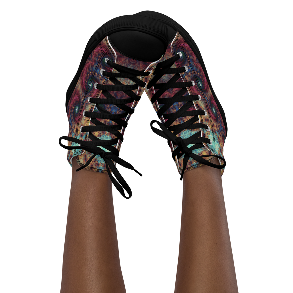 Trippy Fractals Print Women's High Top Canvas Shoes