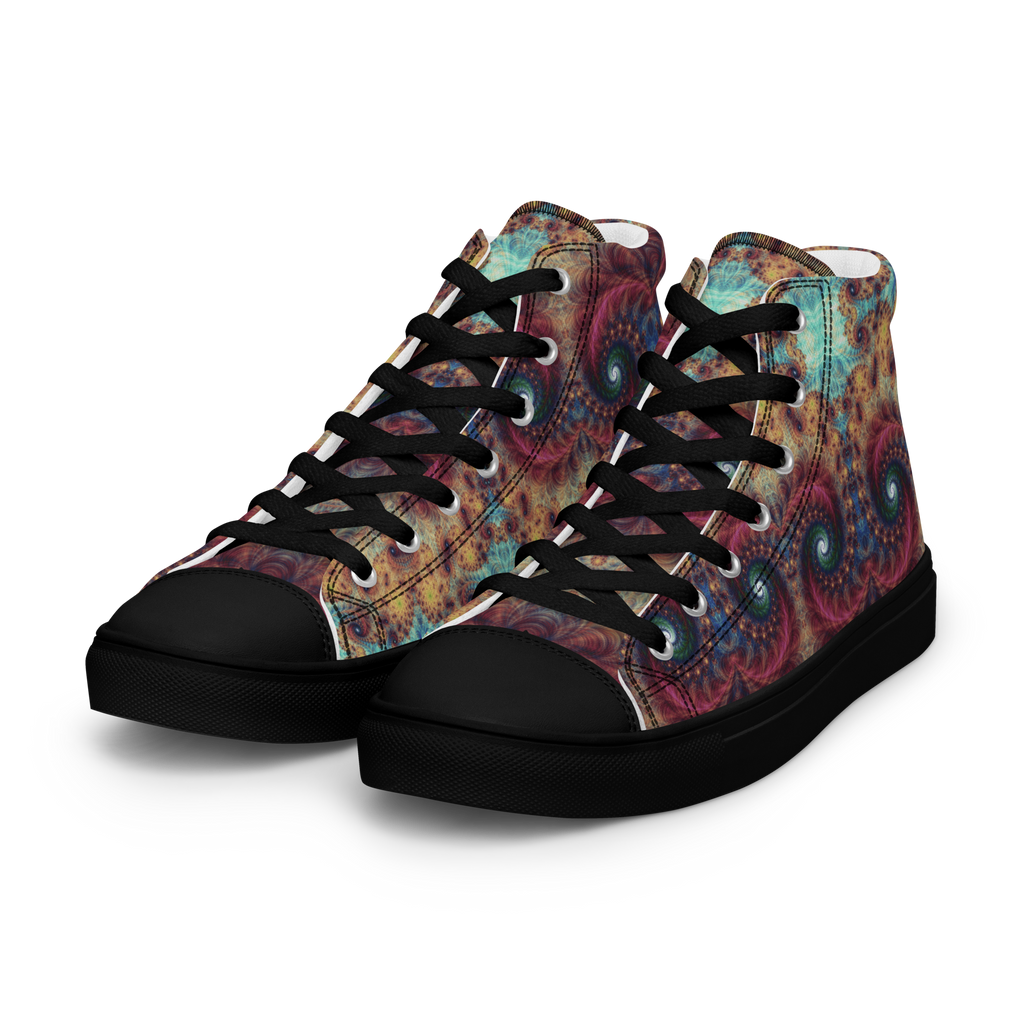 Trippy Fractals Print Women's High Top Canvas Shoes