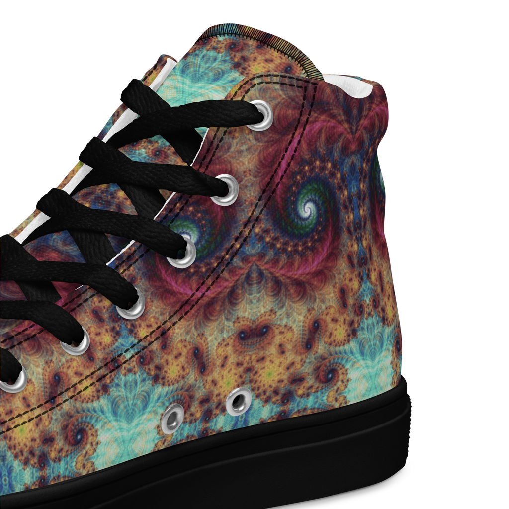 Trippy Fractals Print Women's High Top Canvas Shoes