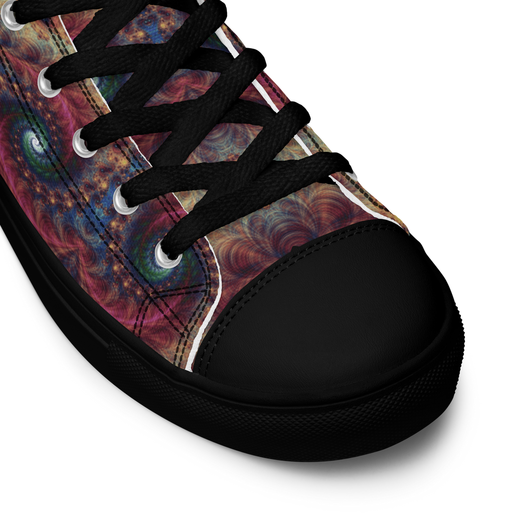 Trippy Fractals Print Women's High Top Canvas Shoes