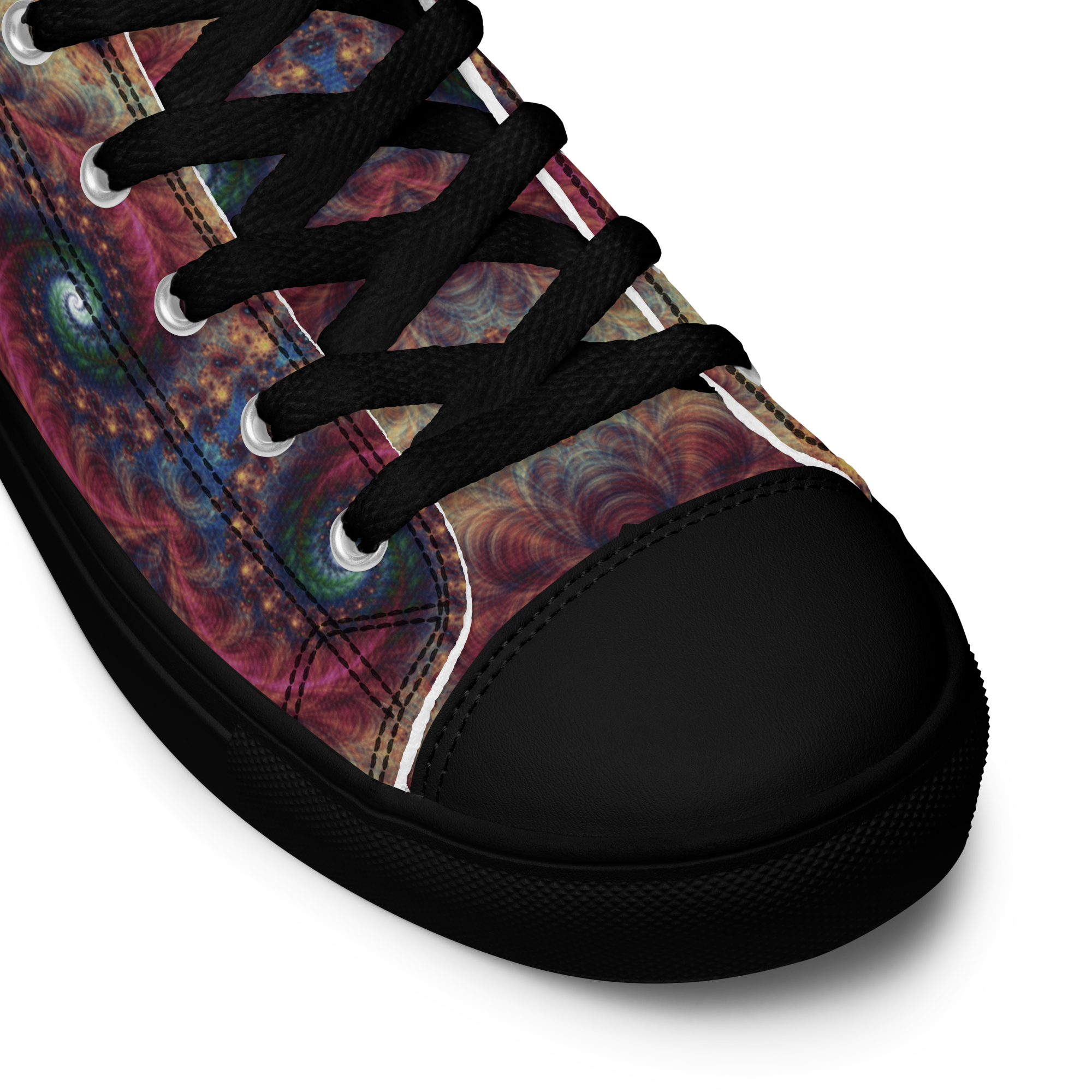 Trippy Fractals Print Women's High Top Canvas Shoes