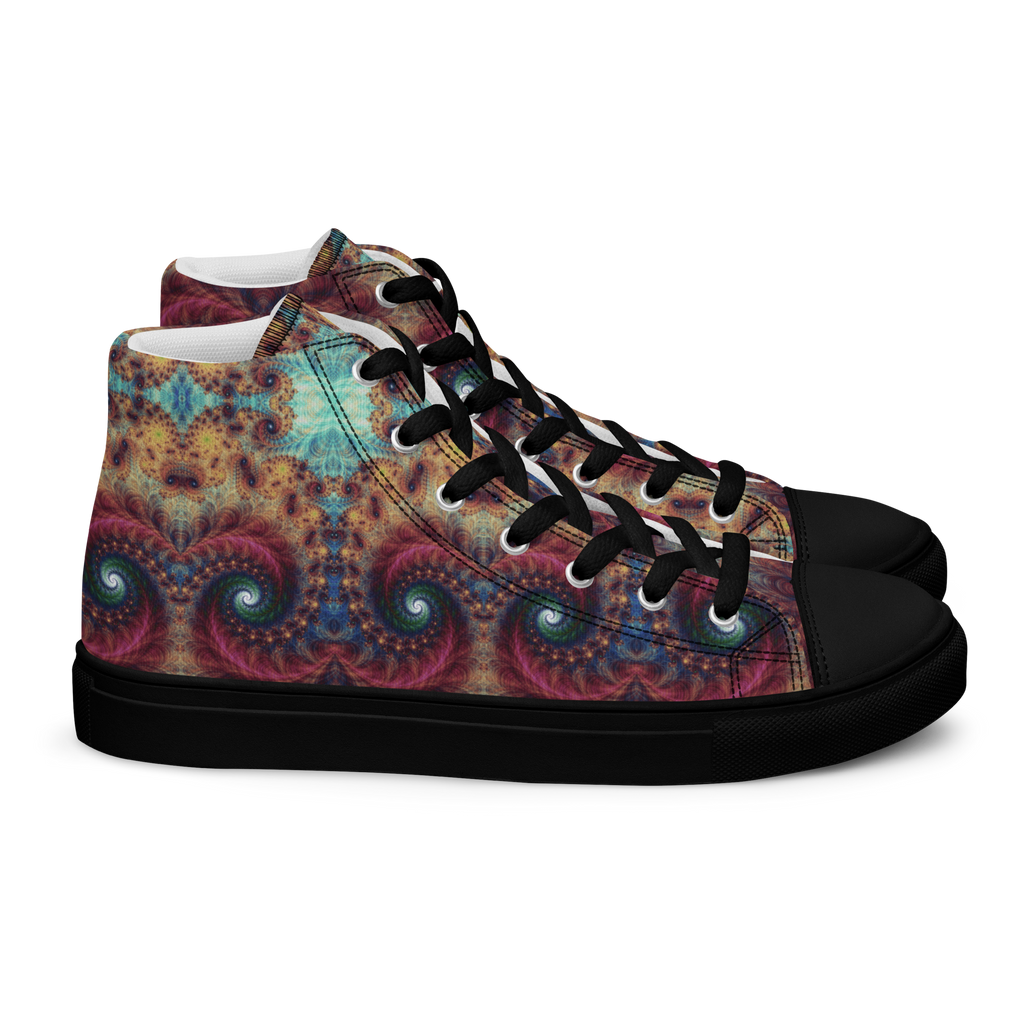 Trippy Fractals Print Women's High Top Canvas Shoes
