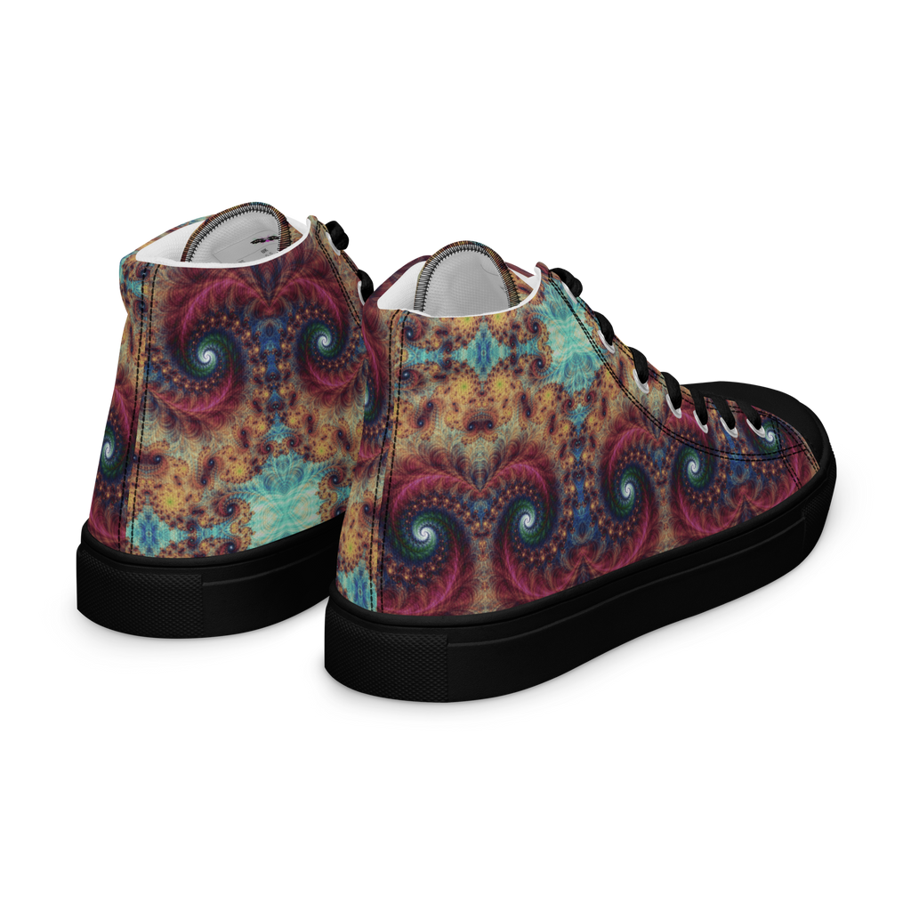 Trippy Fractals Print Women's High Top Canvas Shoes