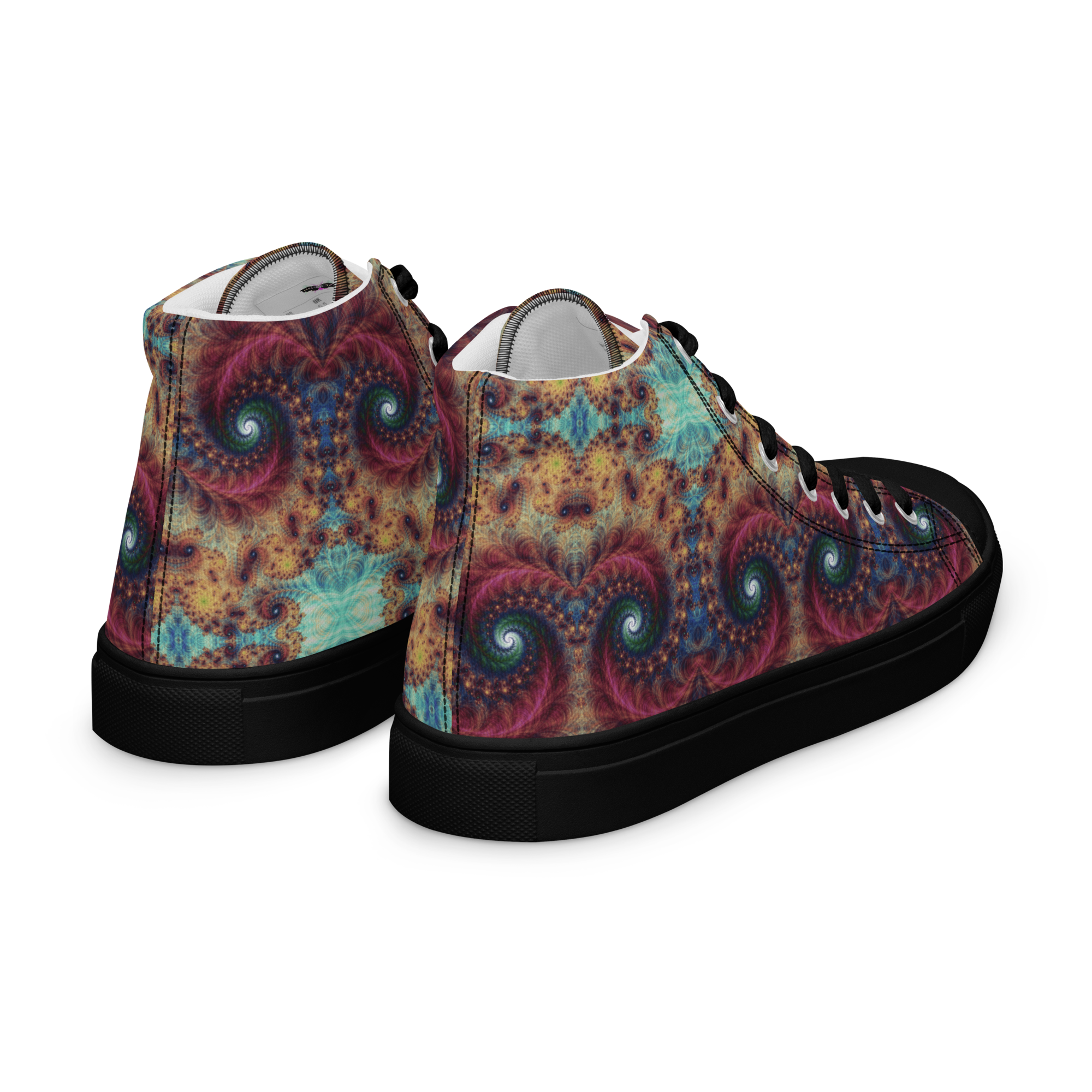 Trippy Fractals Print Women's High Top Canvas Shoes