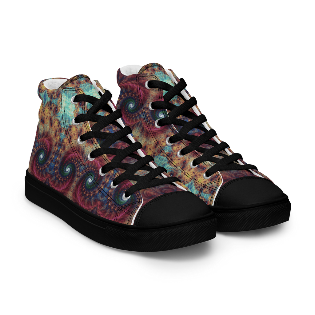 Trippy Fractals Print Women's High Top Canvas Shoes