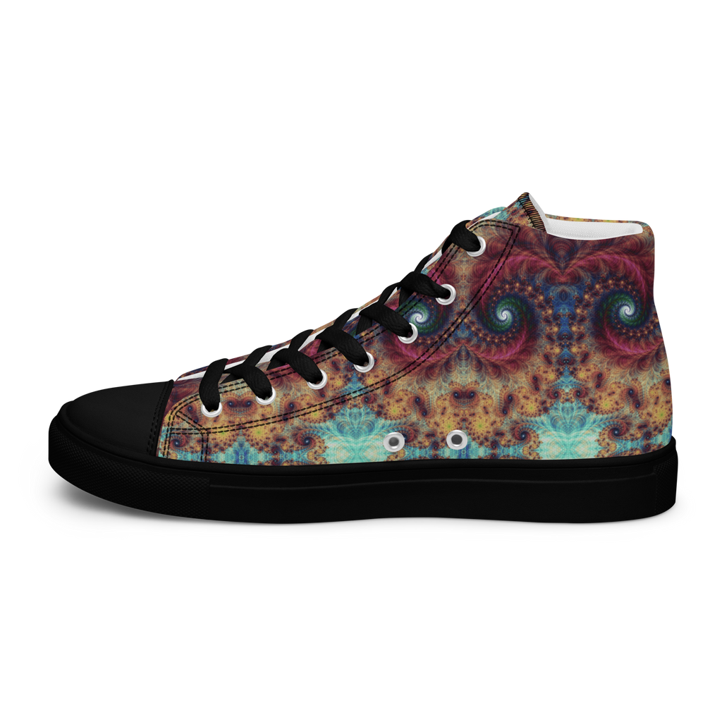 Trippy Fractals Print Women's High Top Canvas Shoes