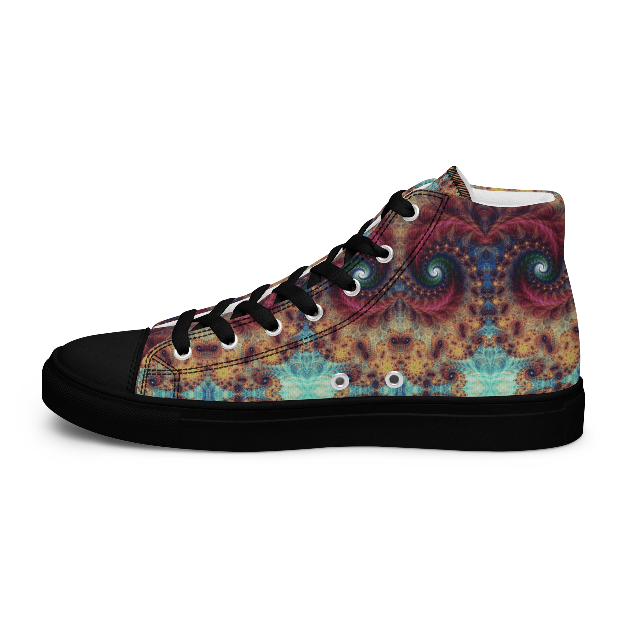 Trippy Fractals Print Women's High Top Canvas Shoes